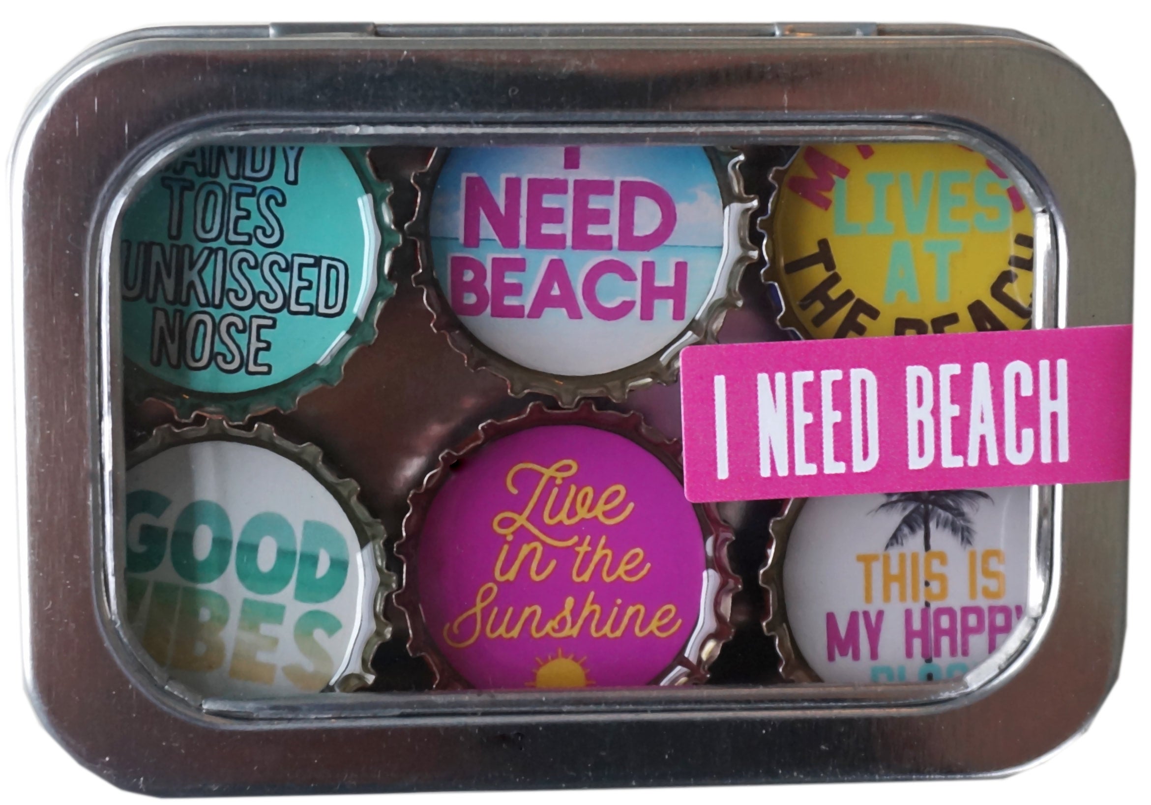 I Need Beach magnets, Beach magnet, bottle cap, gift, stocking stuffer,  upcycled, recycled, bottle caps, eco-friendly, eco friendly, woman owned,  made